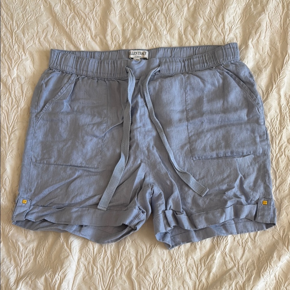 Ellen Tracy Light Blue Linen Shorts